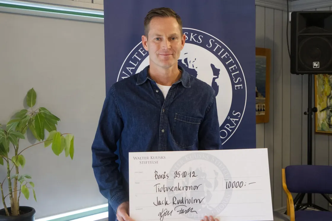 Jack Rudholms stipendium togs emot av hans pappa Robin